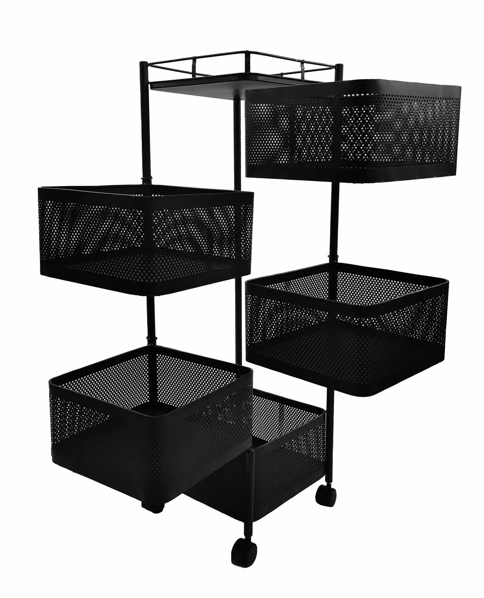 Kontrast Pojízdný kuchyňský regál Woki 90 cm černý