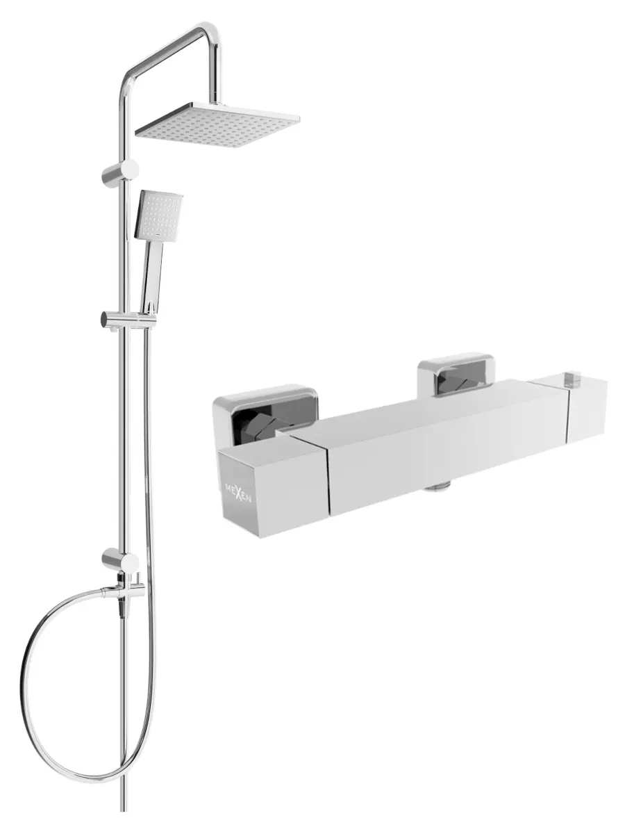 Sprchový set MEXEN Tord - termostatická sprchová baterie Cube chrom