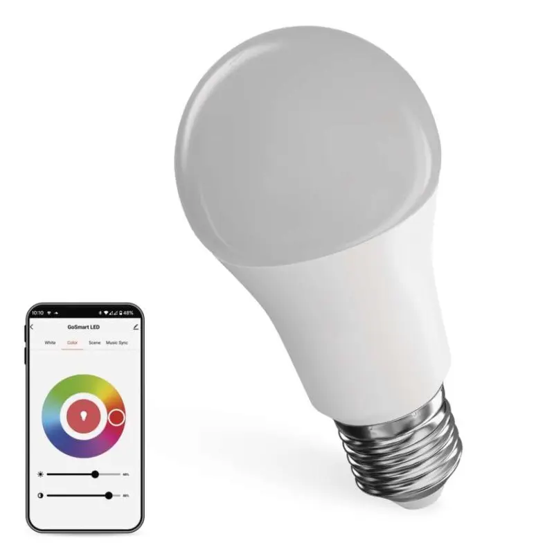 EMOS Chytrá LED žárovka GoSmart A60 / E27 / 9 W (60 W) / 806 lm / RGB / stmívatelná / Wi-Fi ZQW514R