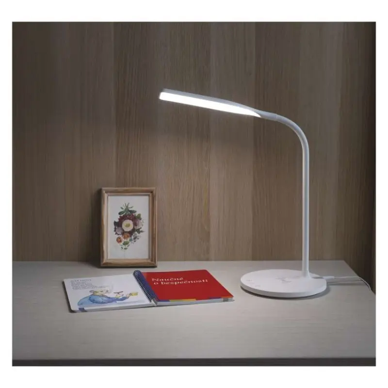 EMOS Stolní LED lampa Oscar s bezdrátovým nabíjením bílá