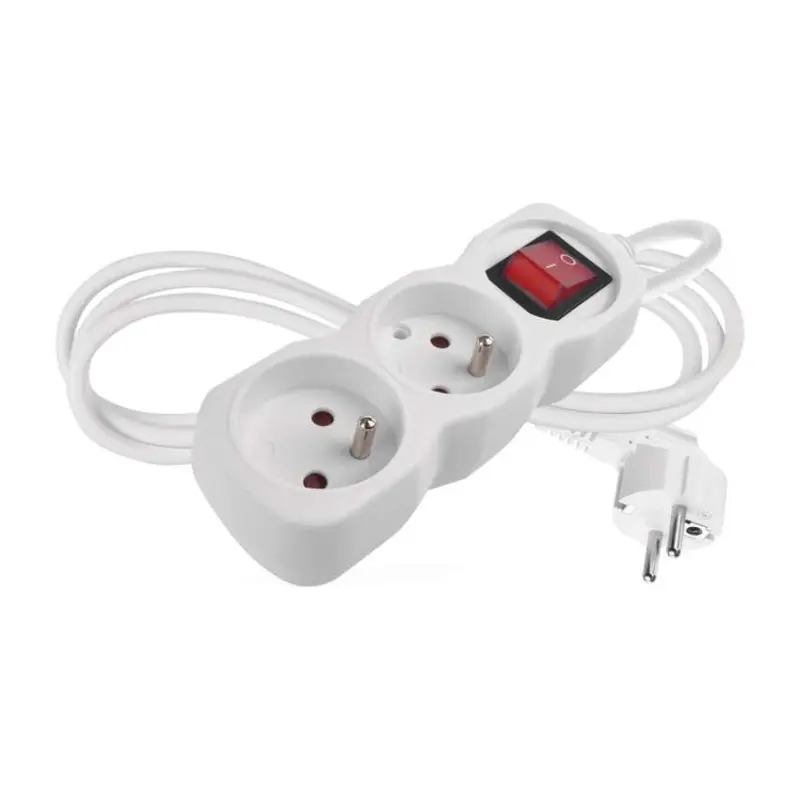 EMOS Prodlužovací kabel se 2 zásuvkami a vypínačem 1 mm² MEZA 1,4 m bílý