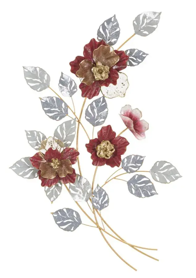 Mauro Ferretti Kovová nástěnná dekorace Lovis 68,6x98,4 cm šedá/červená/zlatá