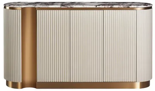 LivinHill Komoda Stilig ST917 158 cm krémová/zlatá/mramor
