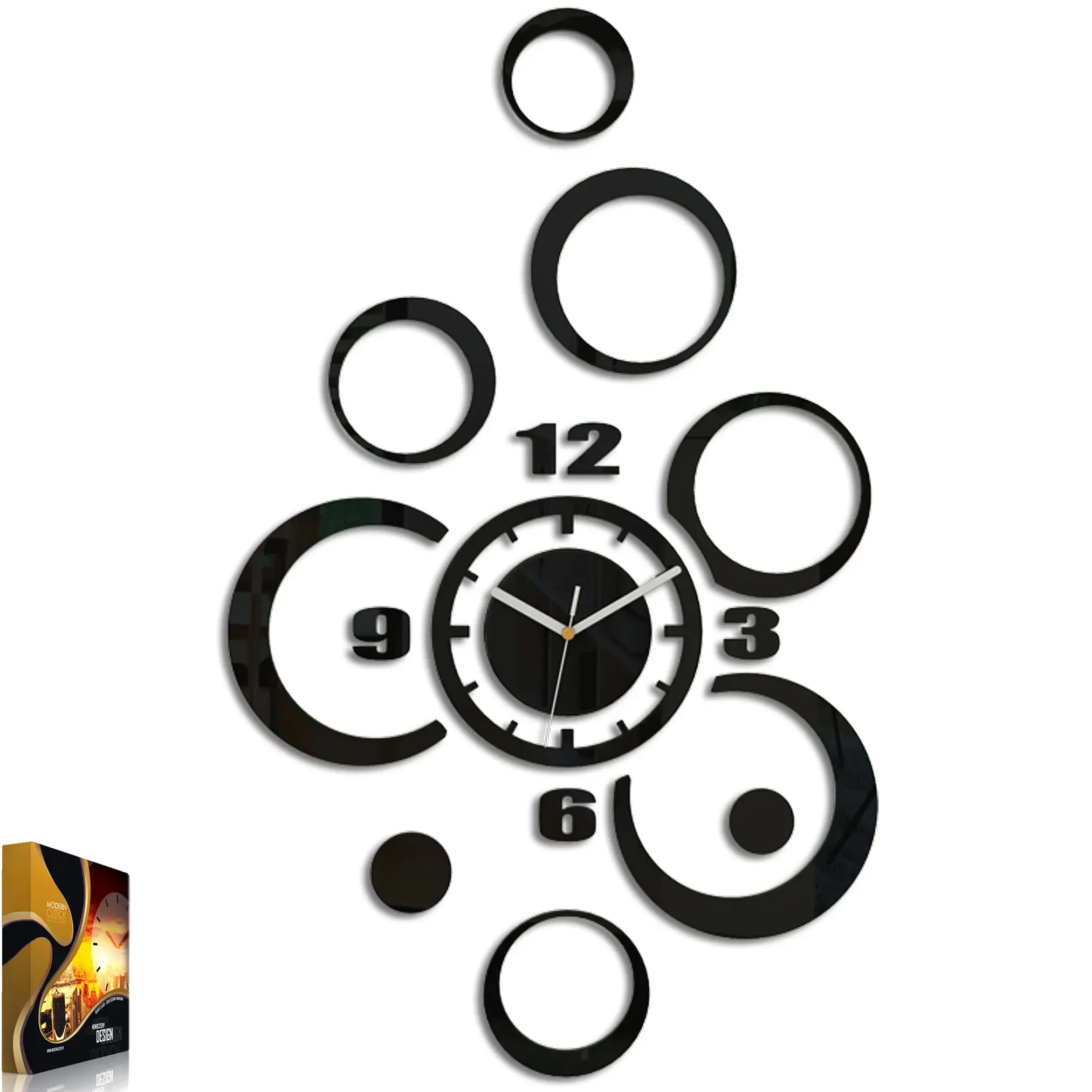 ModernClock 3D nalepovací hodiny Alladyn černé