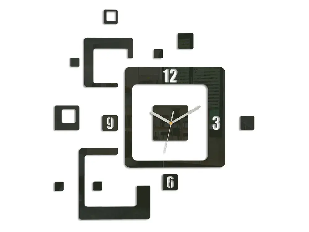 ModernClock 3D nalepovací hodiny Trio Quadrat černé