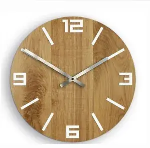 ModernClock Dřevěné nástěnné hodiny Arabic 40 cm hnědé/stříbrné