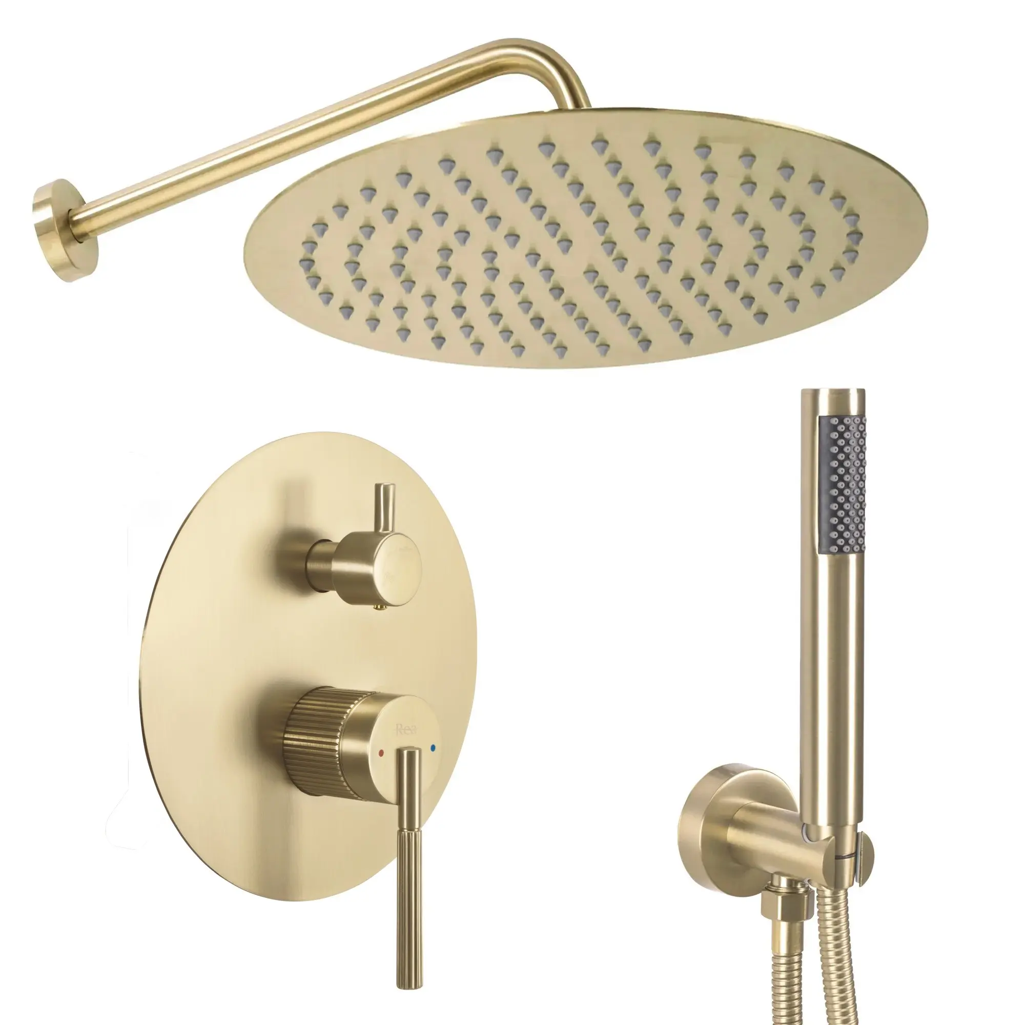 REA Podomítková sprchová sada Argon Gold Brush + BOX REA-P7810