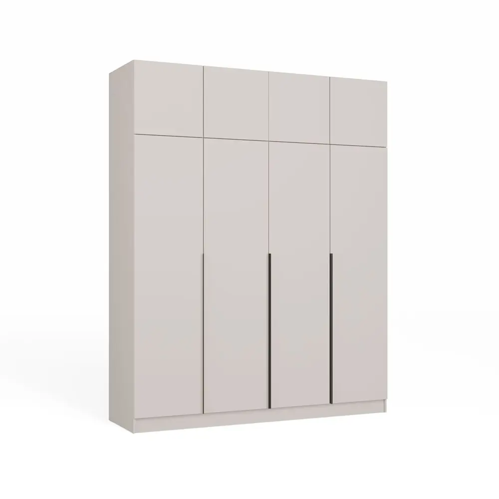 TP Living Šatní skříň s nástavcem Senso 4D 200 cm kašmírová/černá