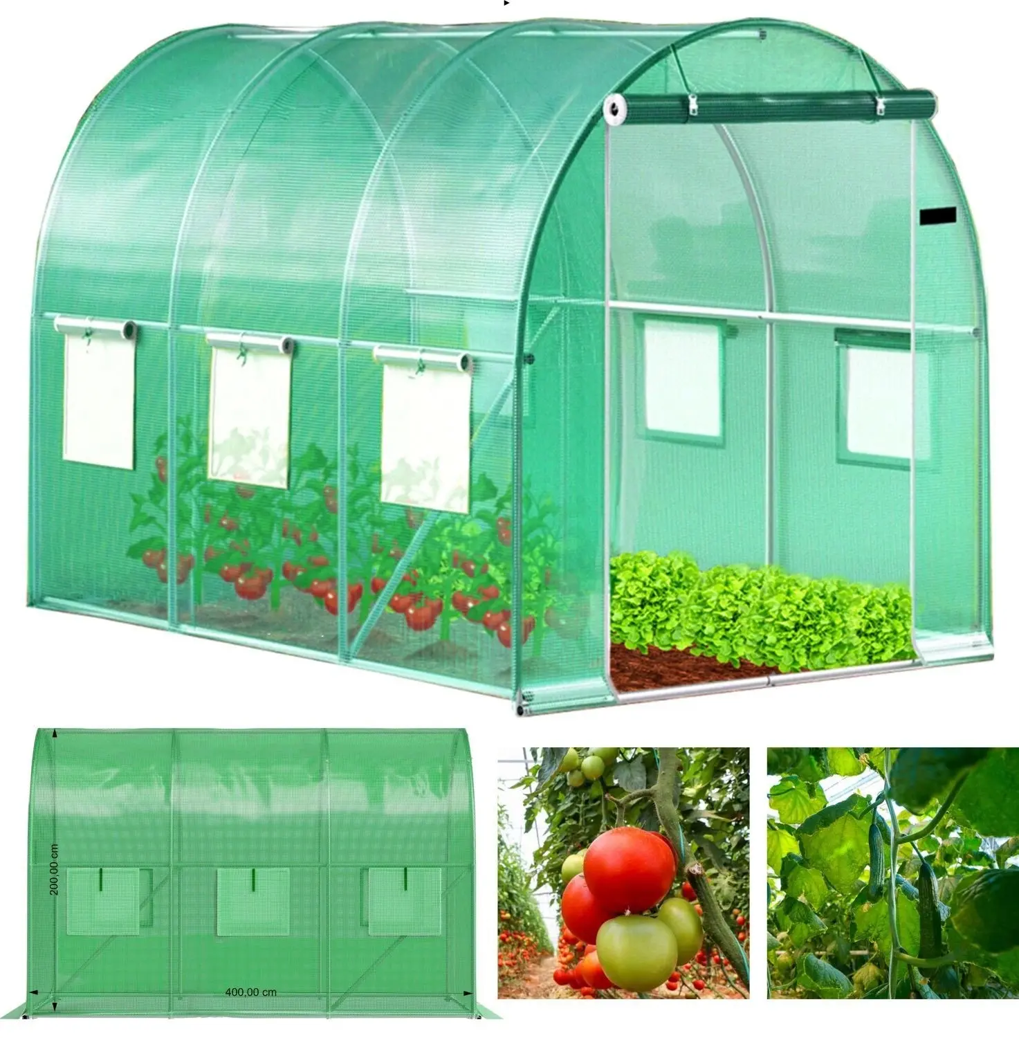 Bauerkraft Zahradní fóliovník Berno 4x2,5x2 m zelený