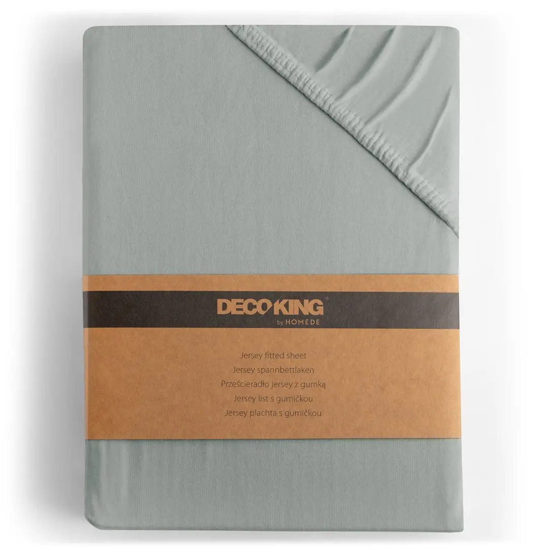 Restilo Bavlněné jersey prostěradlo s gumou DecoKing Amber ocelové, velikost 80-90x200+30