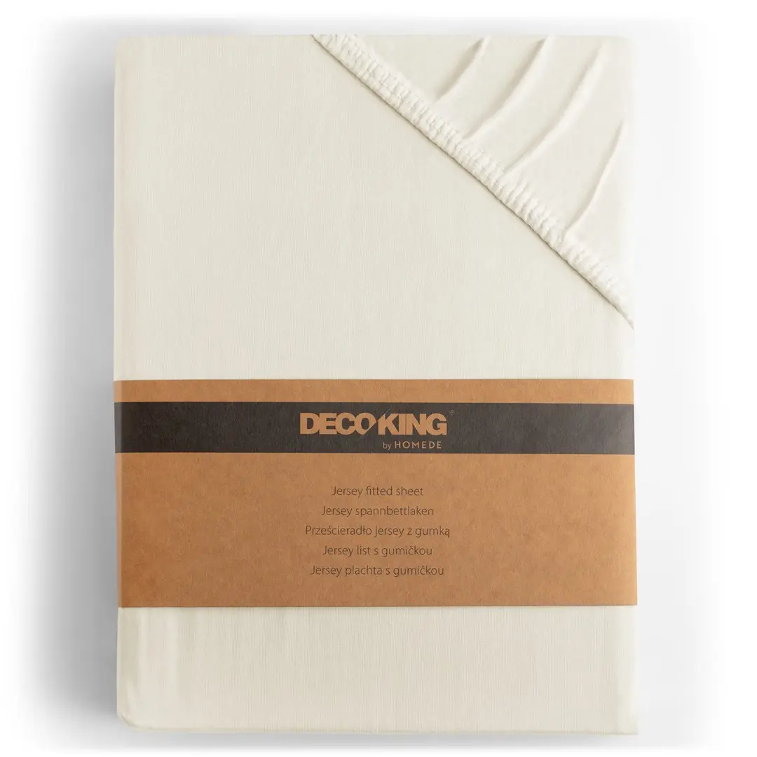 Restilo Bavlněné jersey prostěradlo s gumou DecoKing Amber ecru, velikost 100-120x200+30