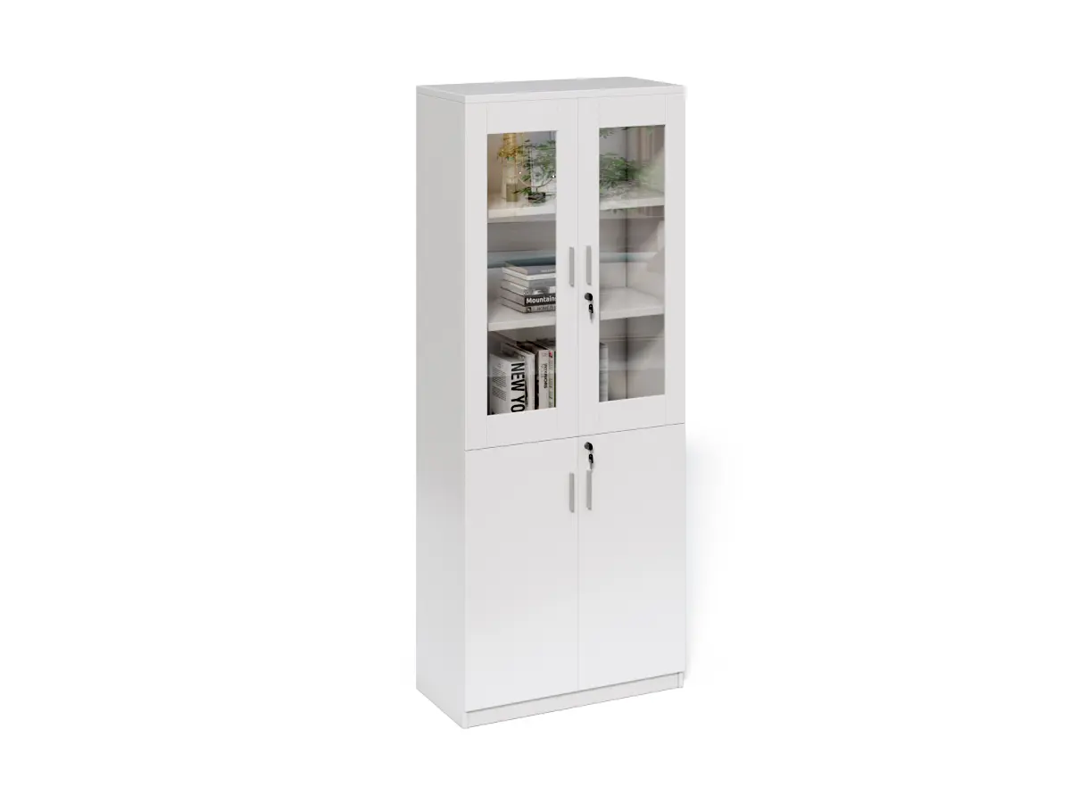 Vysoká kancelářská skříň Houseland Prime Neo 02 80 cm bílá