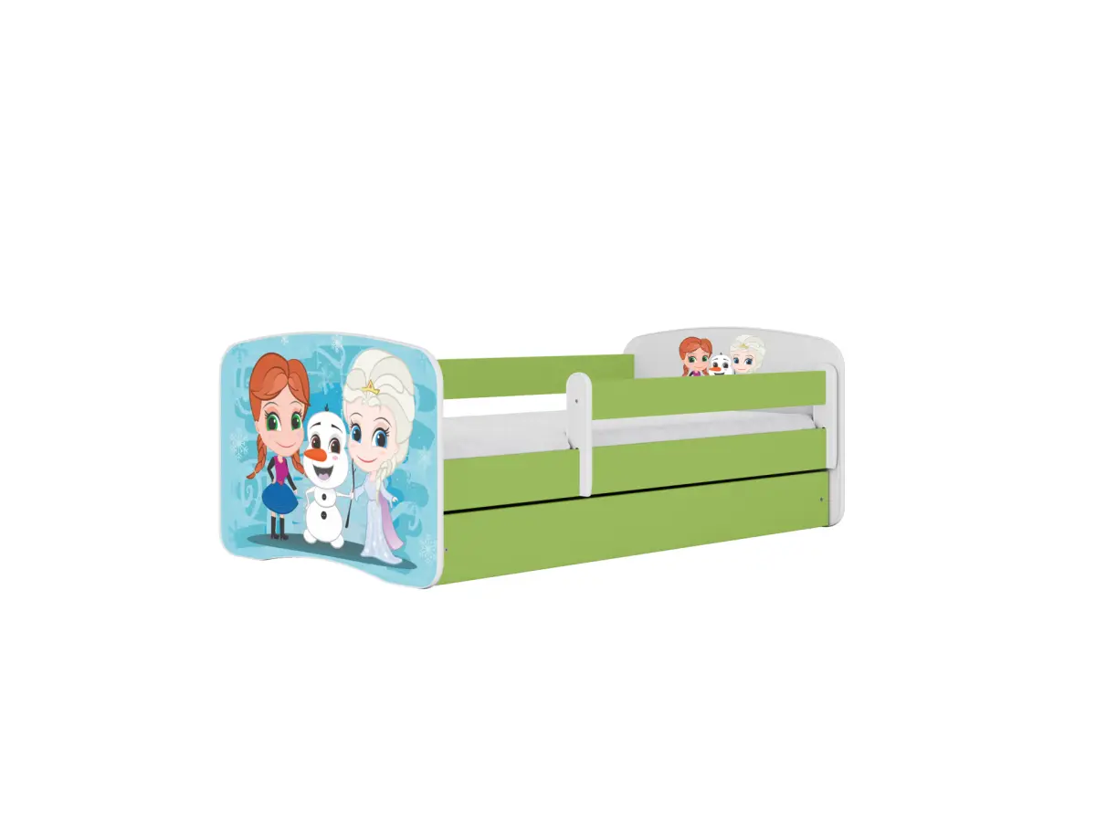 Kocot kids Dětská postel Babydreams Sněhové princezny zelená, varianta 70x140, bez šuplíků, bez matrace