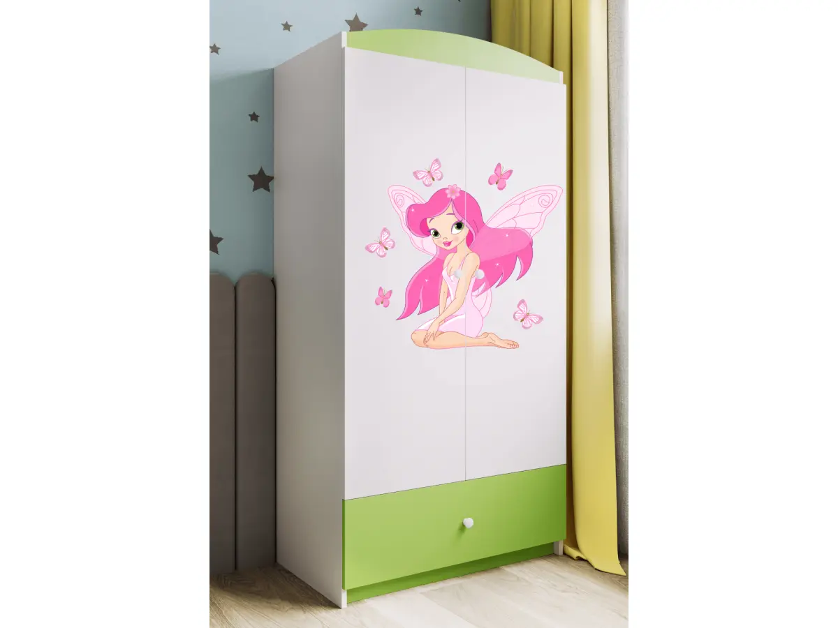 Kocot kids Dětská skříň Babydreams 90 cm víla s motýlky zelená