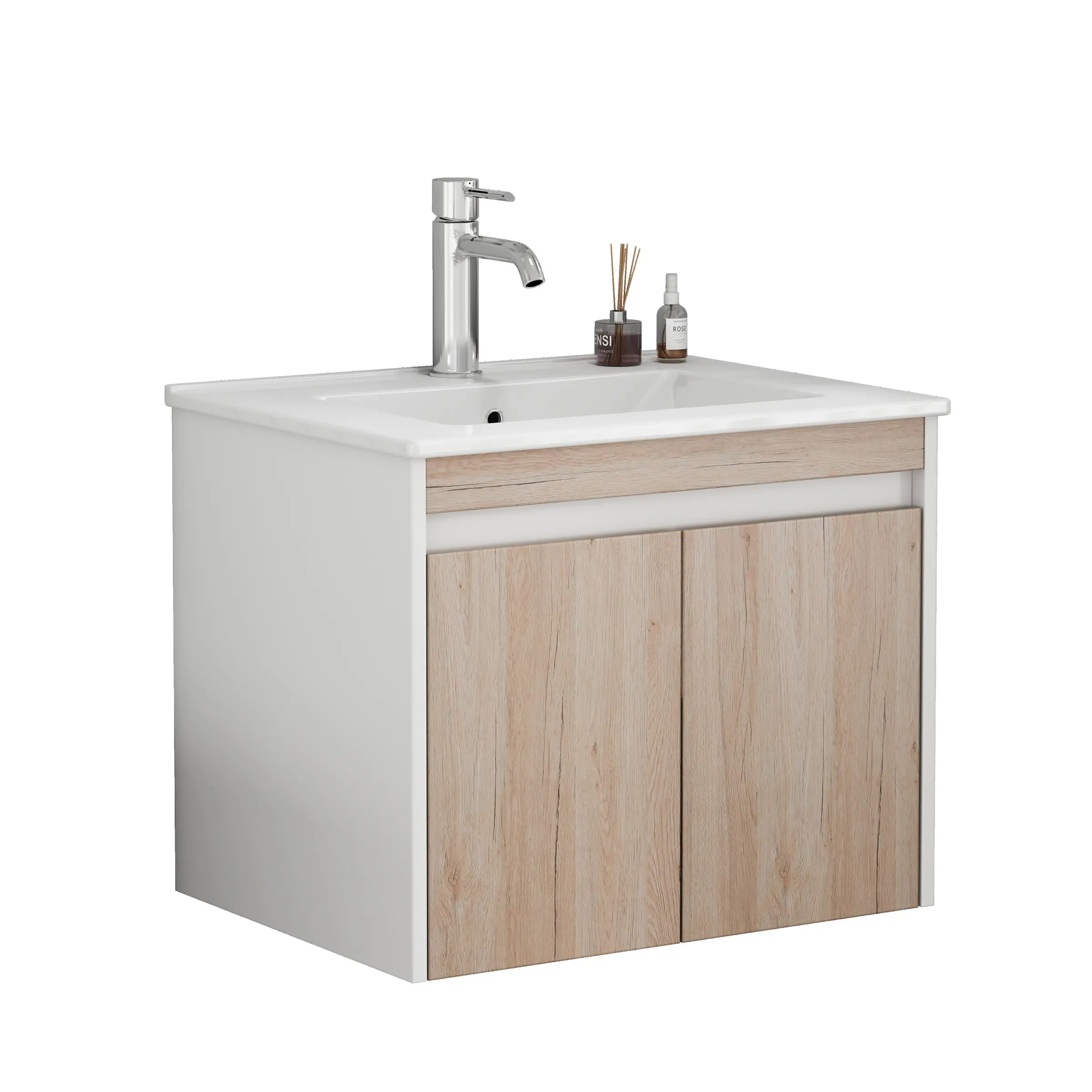 Závěsná skříňka pod umyvadlo Houseland Morvia 60 cm dub/bílá