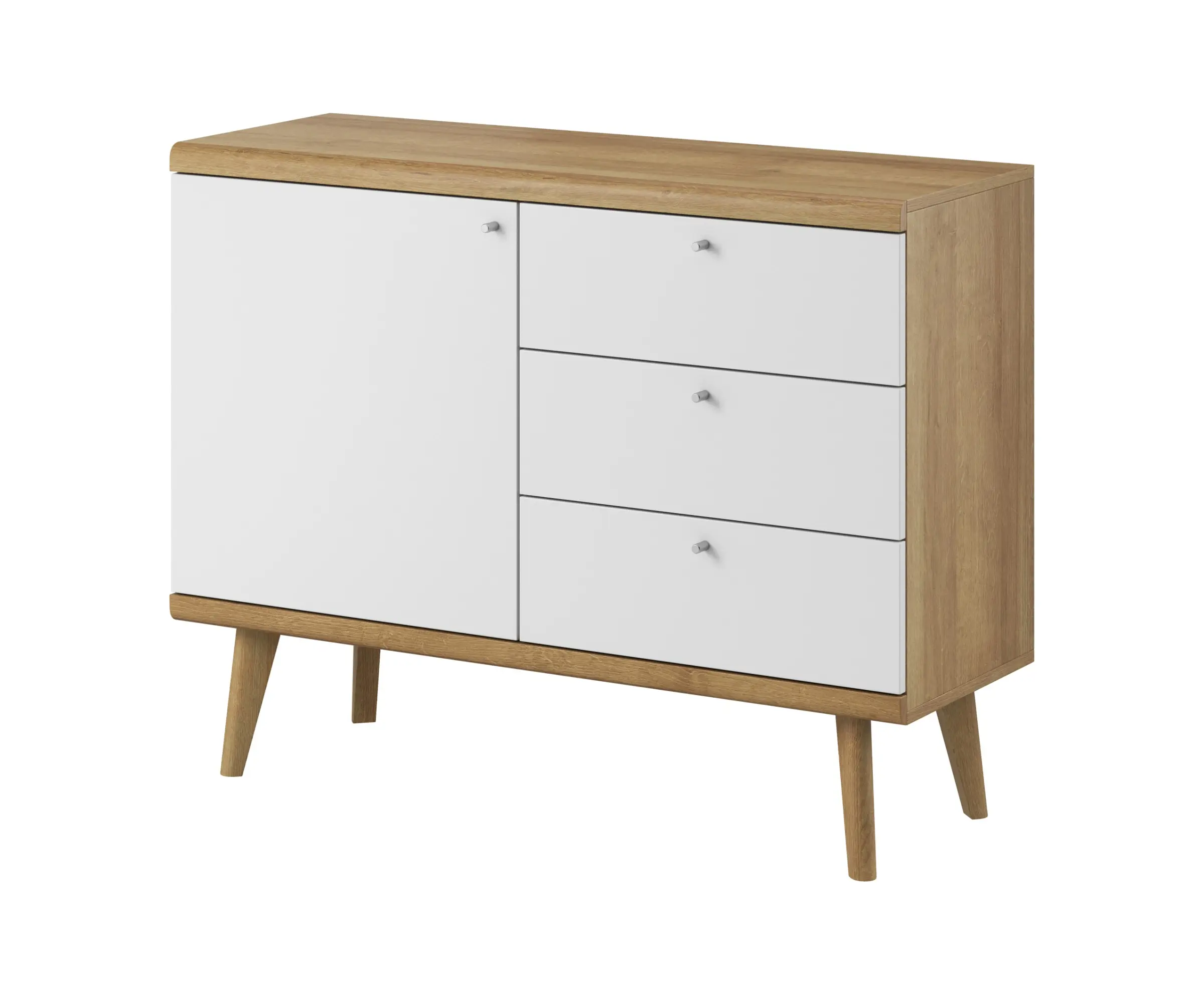 Piaski Komoda Primo 107 cm s šuplíky dub Riviéra/bílá