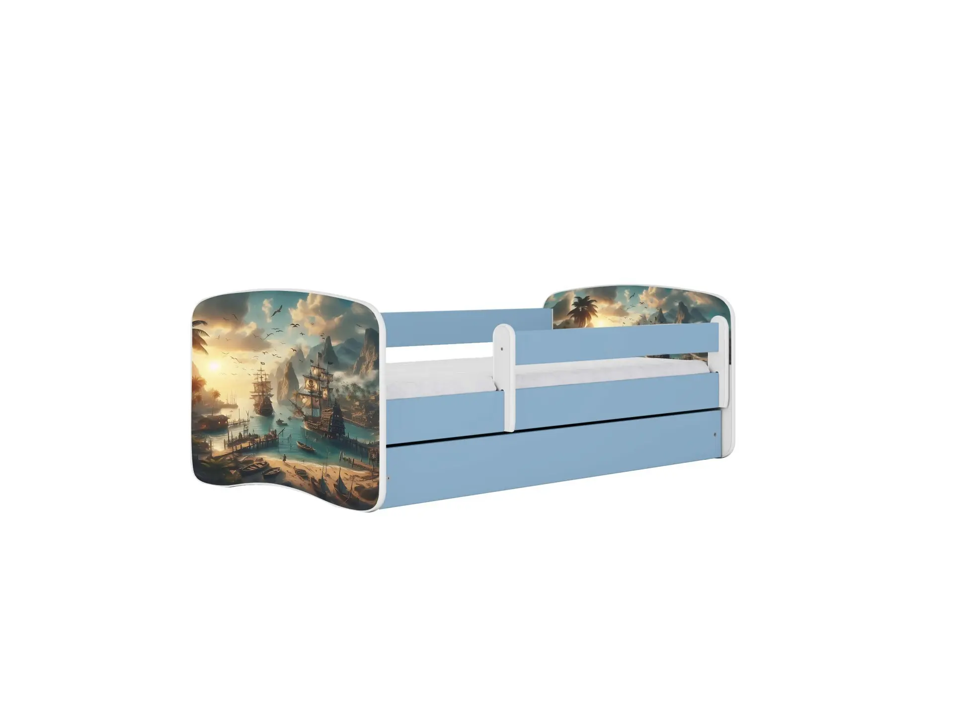 Dětská postel Babydreams+SZ+M modrá 80x180 Loď