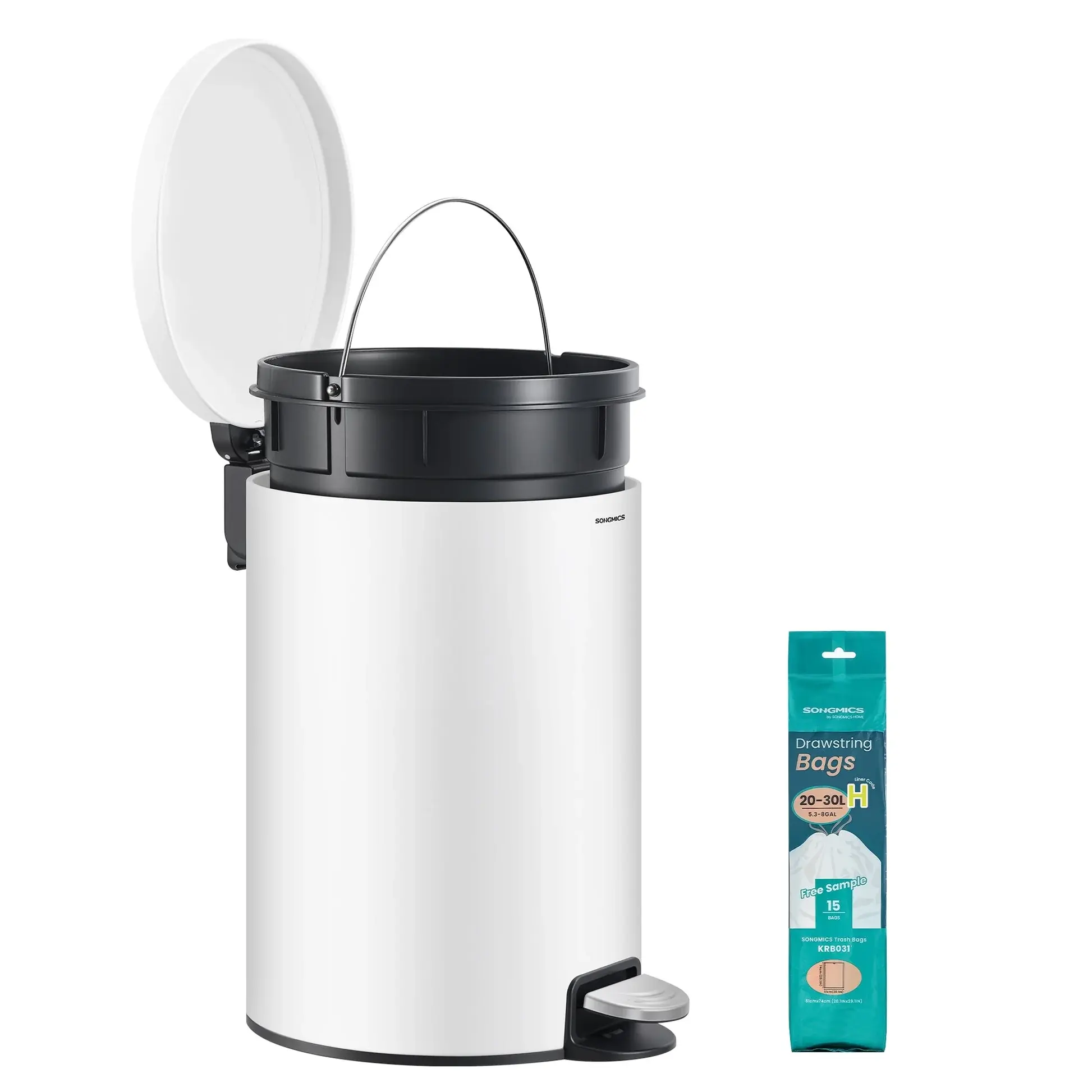 SONGMICS Odpadkový koš Jelis 20 L bílý