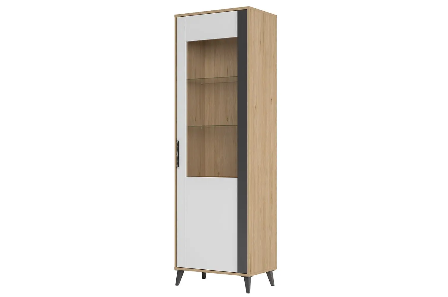 Szynaka Vitrína Moet 10 65 cm pravá ořech americký Jackson/bílý/grafit
