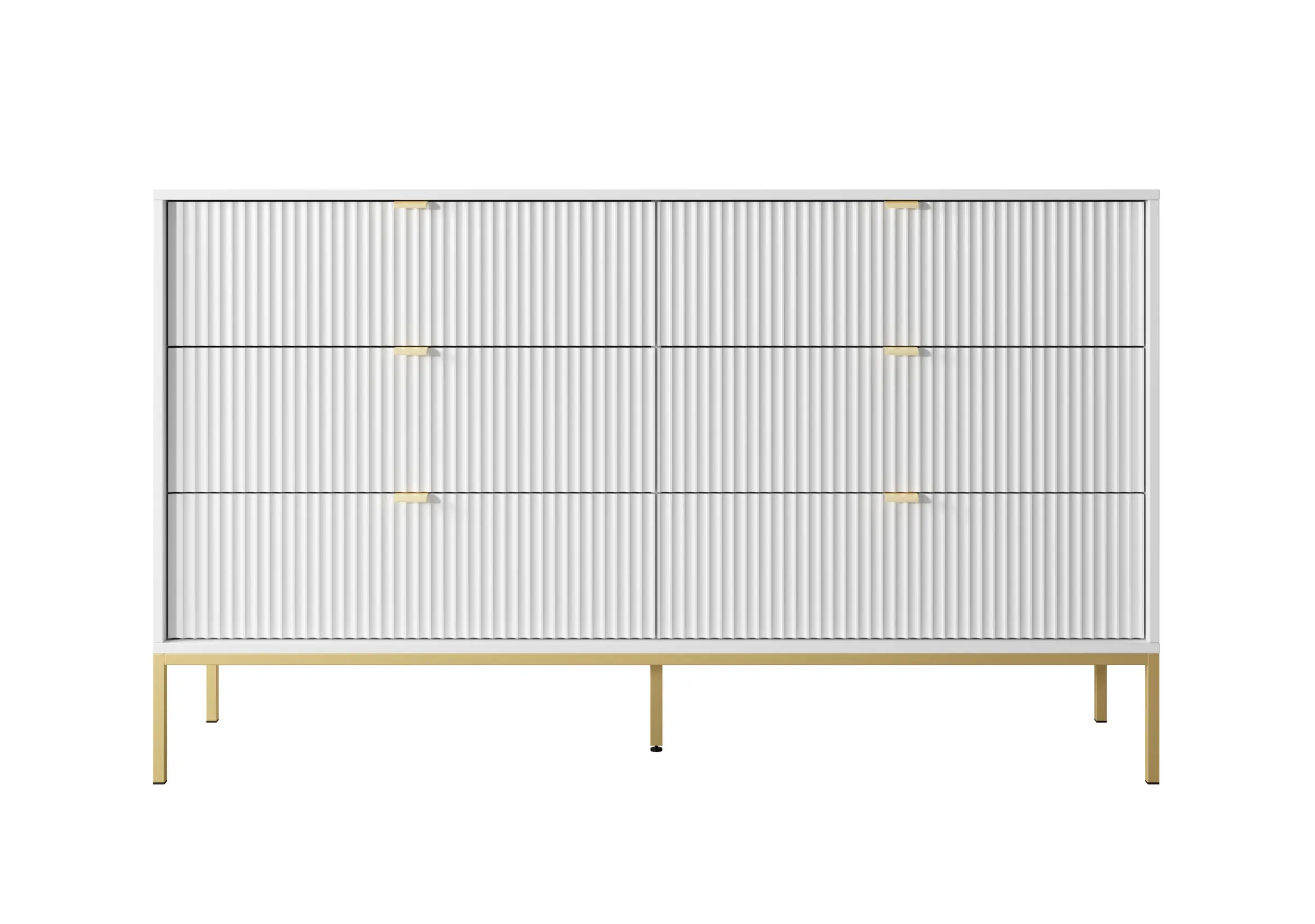 Piaski Komoda Nova 154 cm se zásuvkami bílá/zlatá