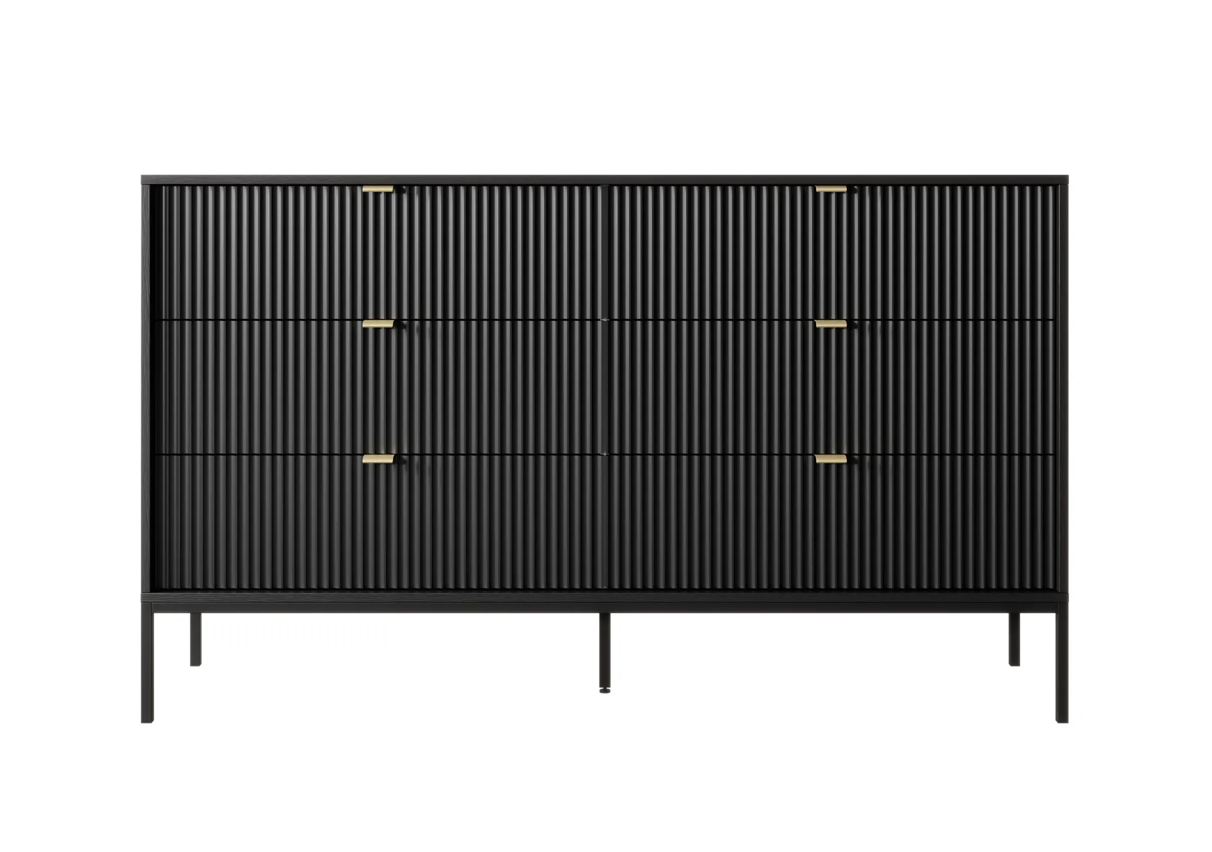Piaski Komoda Nova 154 cm se zásuvkami černá/černý rám