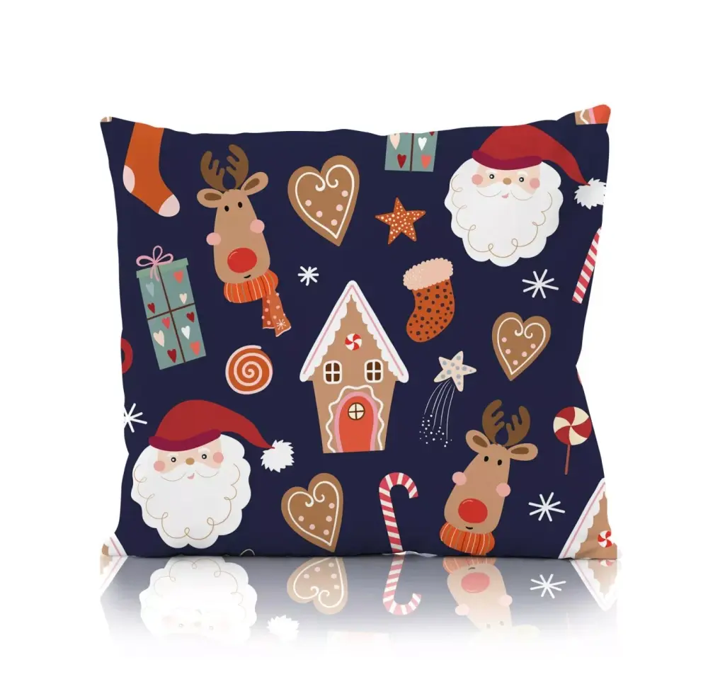 Faro Vánoční povlak na polštář Holly Jolly 004 45x45 cm tmavě modrý