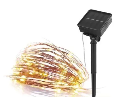 EMOS LED nano řetěz se solárním panelem, měděný, 12 m, venkovní i vnitřní, teplá bílá, časovač D3ZW01