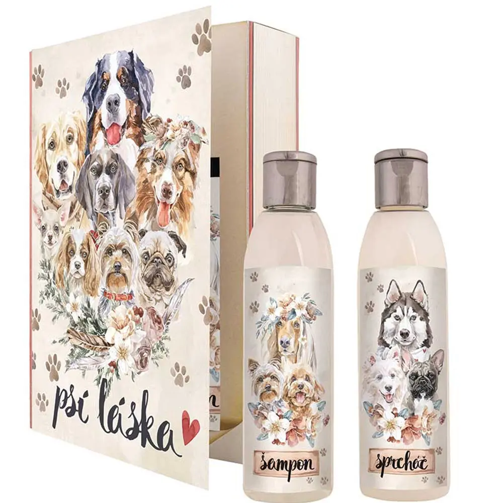 Bohemia Gifts Psí láska sprchový gel 250 ml + šampon na vlasy 250 ml kniha dárková sada