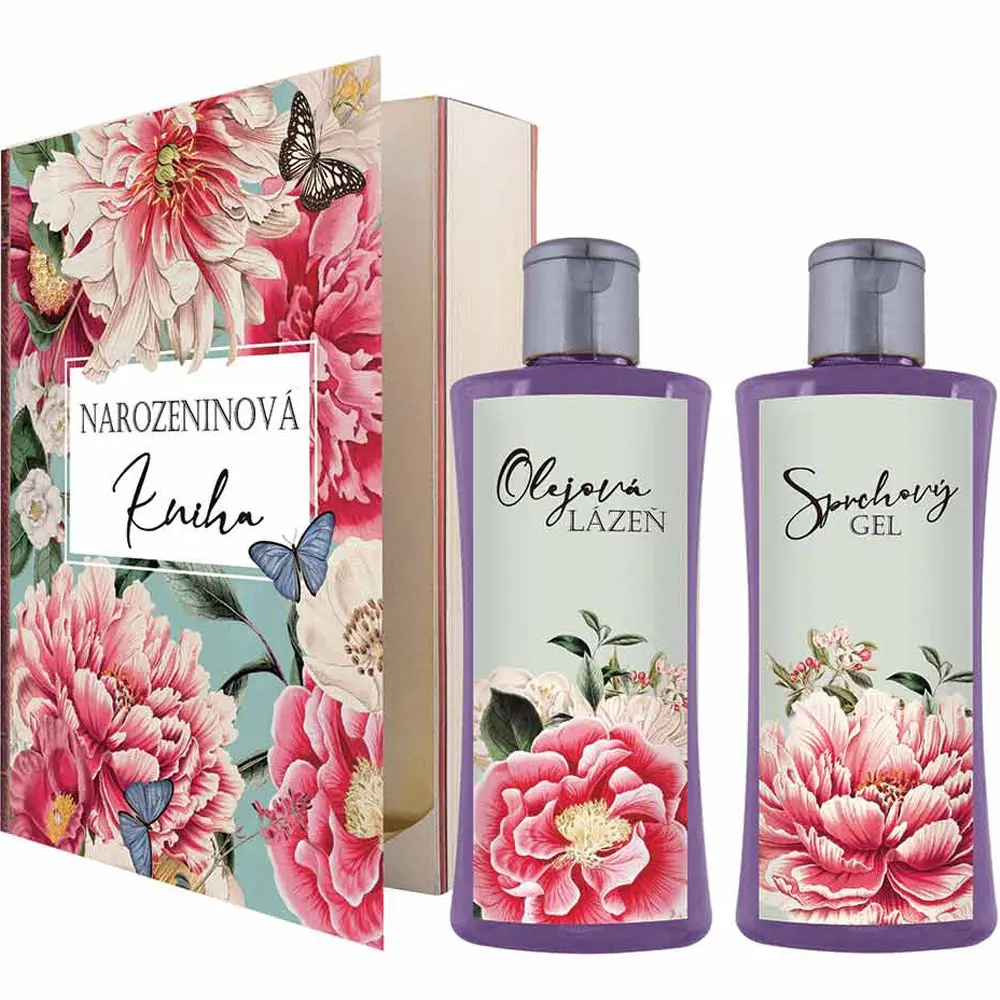 Kosmetická sada Kniha k narozeninám - sprchový gel 250 ml a olejová lázeň 250 ml