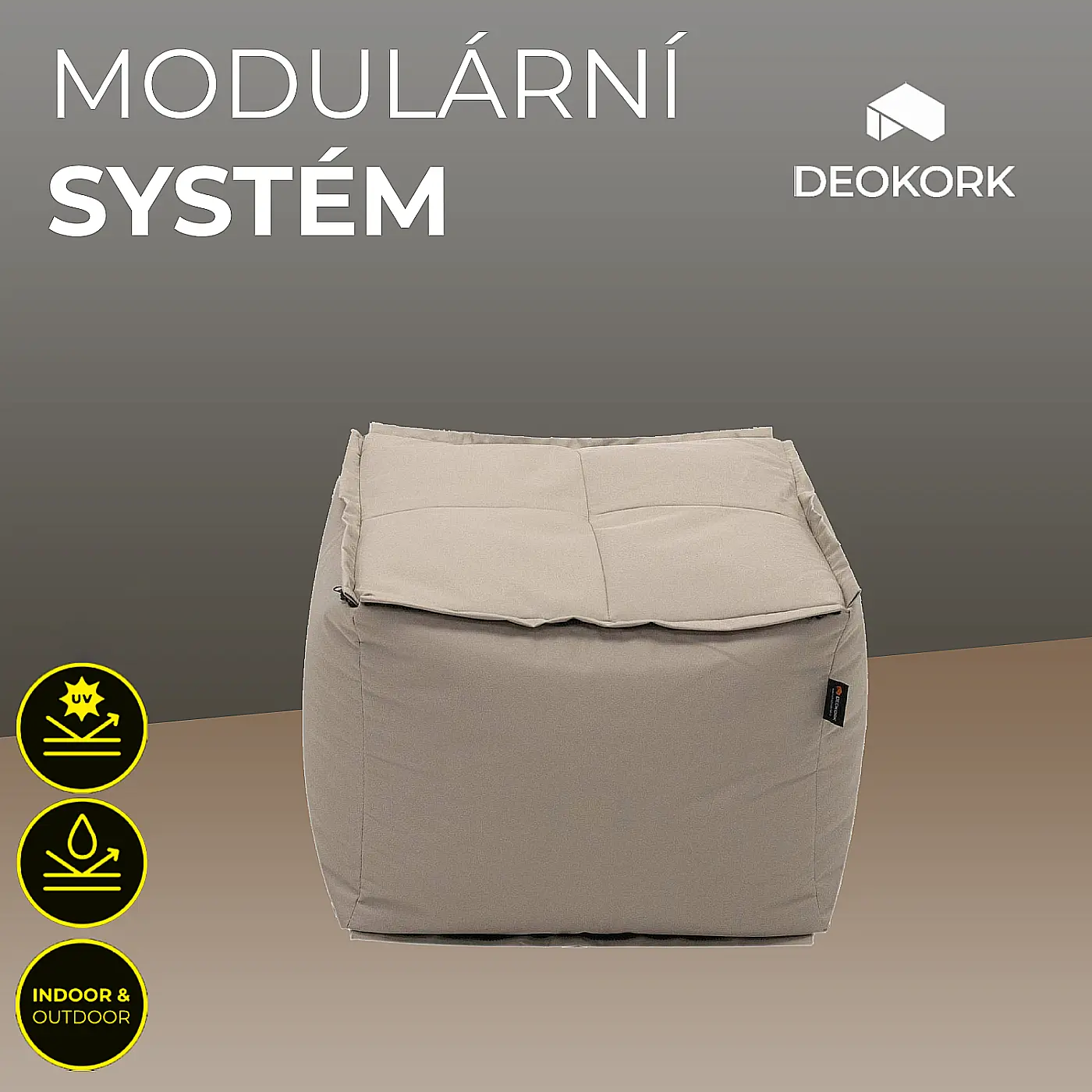 DEOKORK Zahradní textilní stolek/taburet MODULTEX (cappuccino) bez náplně