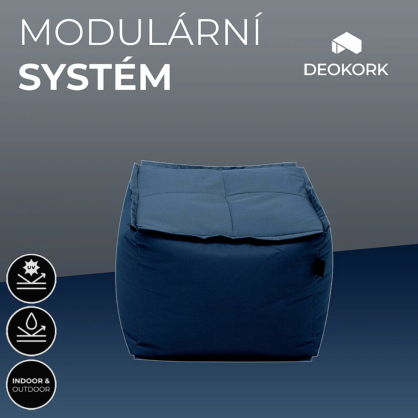 DEOKORK Zahradní textilní stolek/taburet MODULTEX (tmavě modrá) bez náplně
