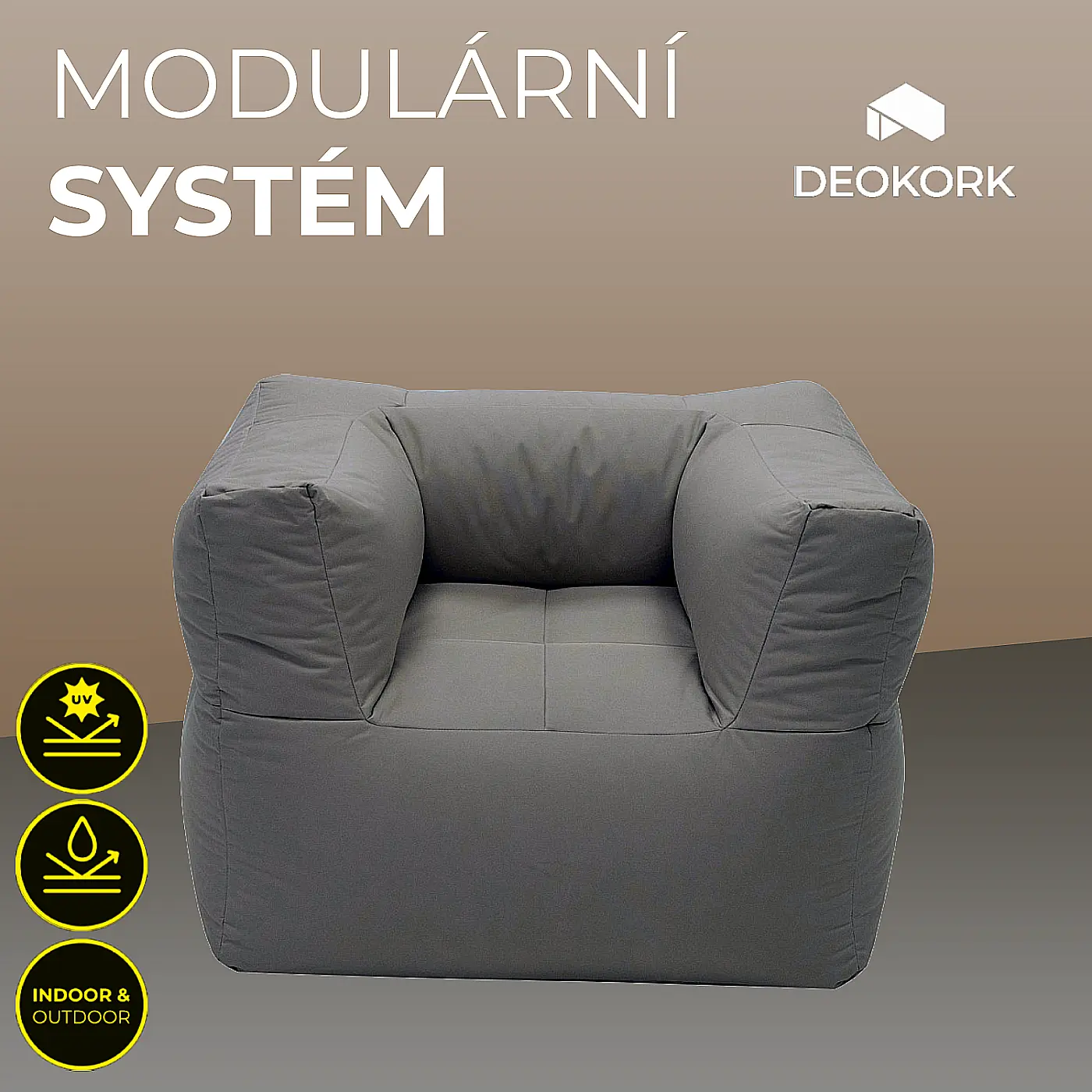 DEOKORK Zahradní textilní křeslo MODULTEX (šedo-hnědá) bez náplně