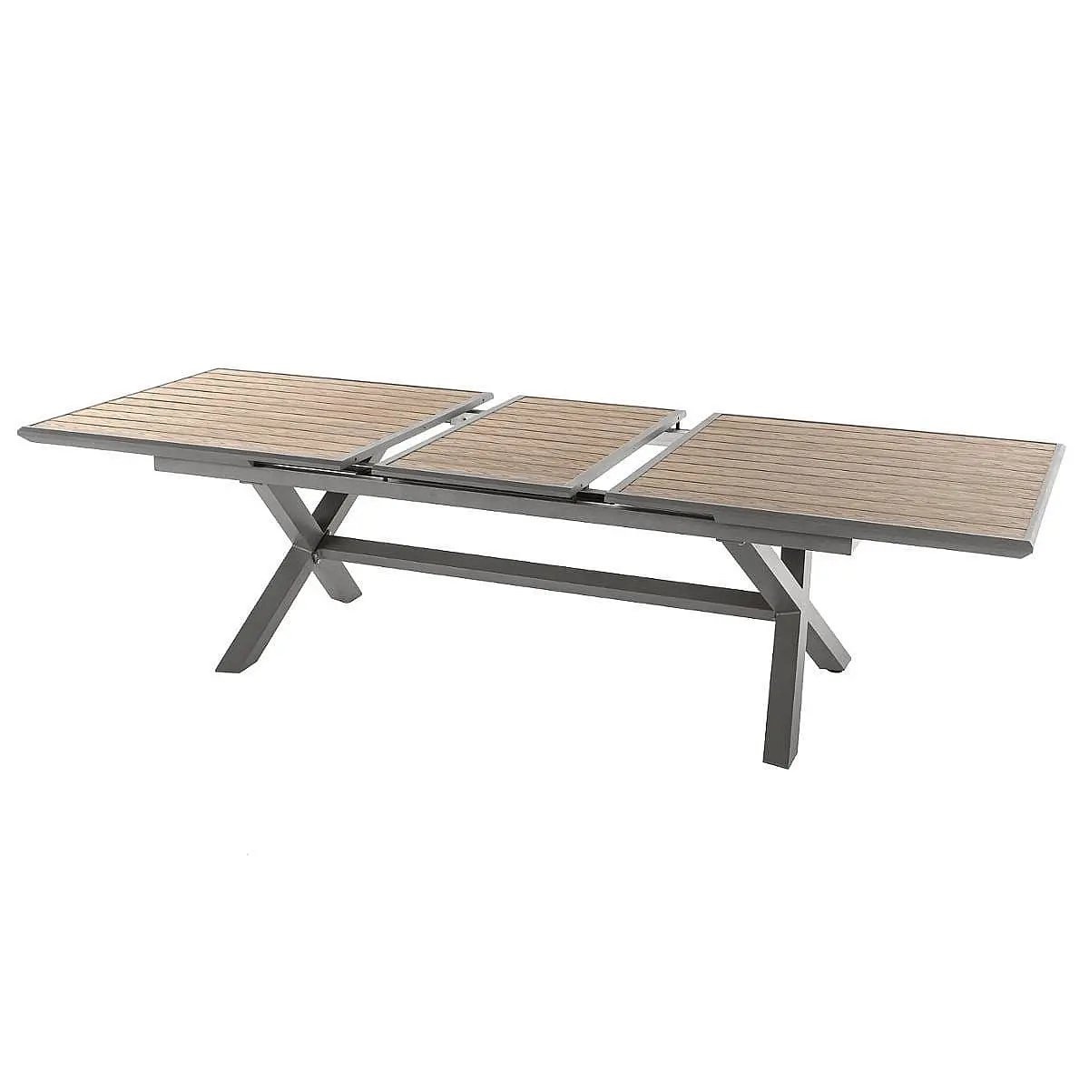 DEOKORK Hliníkový stůl BERGAMO 220/279 cm (šedo-hnědý/medová)