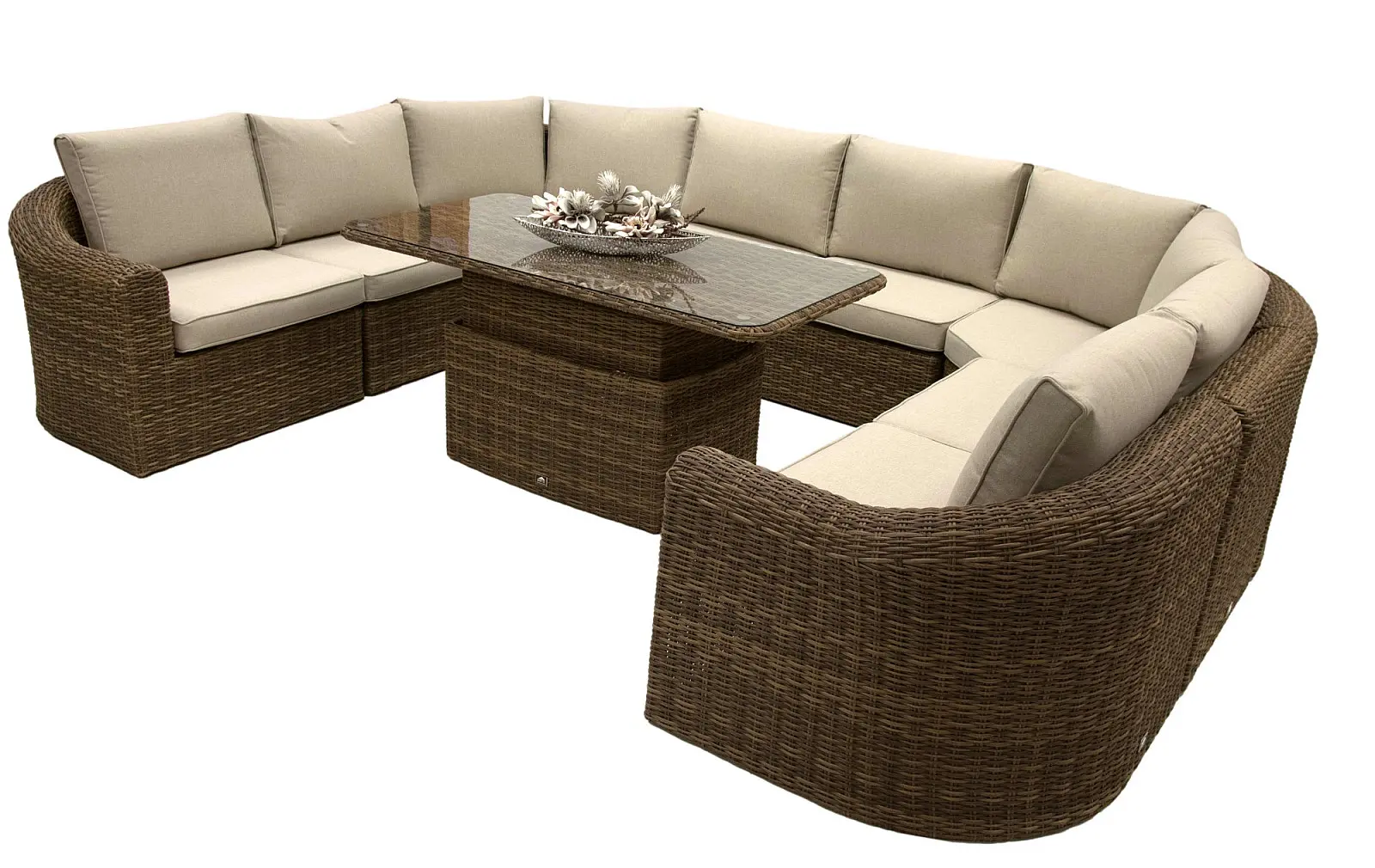 DEOKORK Ratanová modulová jídelní sestava BORNEO LUXURY pro 8 osob (hnědá)
