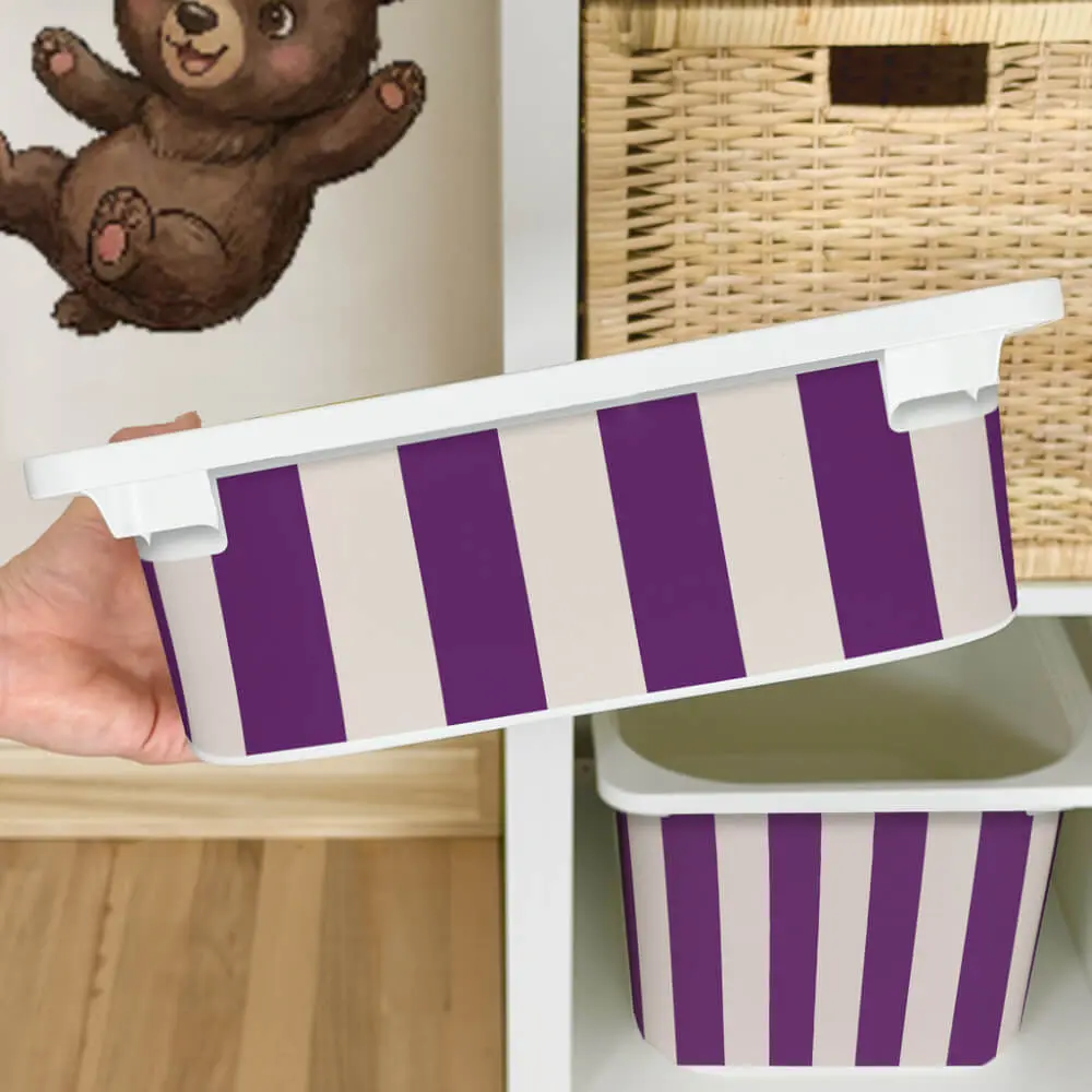 Nálepka pro IKEA TROFAST box - Fialové pruhy (na béžové)