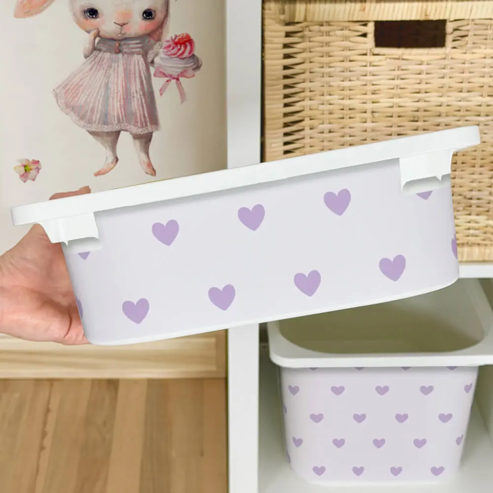 Nálepka pro IKEA TROFAST box - Purple hearts