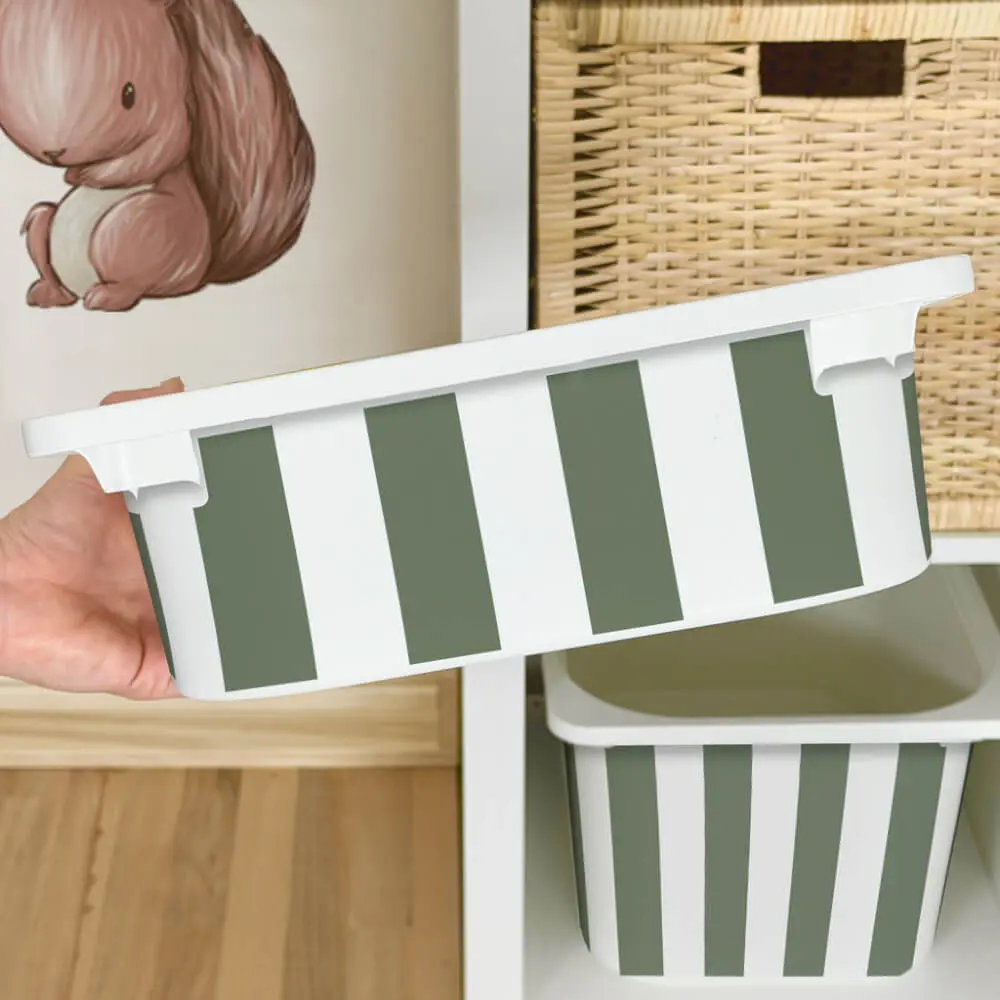 Nálepka pro IKEA TROFAST box - Zelené a bílé pruhy