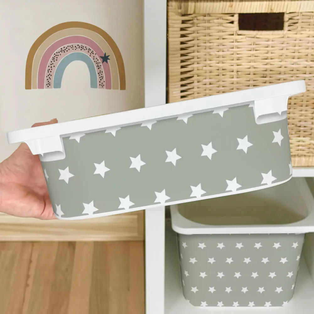 Samolepka pro IKEA TROFAST box - Bílé hvězdy (šedá)