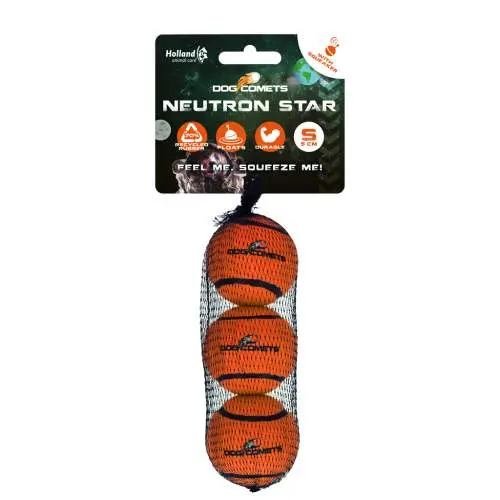 Hračka pro psy - Dog Comets Neutron Star Tennis Ball With Squeaker S Orange (3-pack)