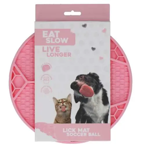 Hračka pro psy - Eat Slow Live Longer Lick Mat Soccer Ball Pink