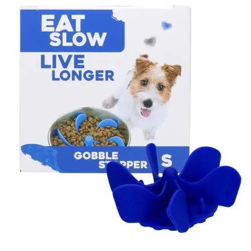 Misky, fontány & láhve pro psy - Eat Slow Live Longer Gobble Stopper Blue S