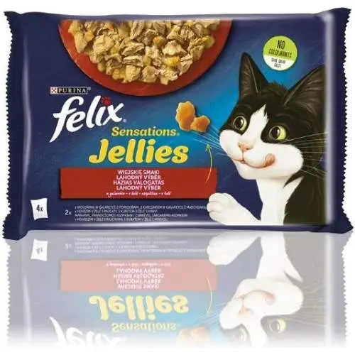 Felix Sensations Jellies lahodný výběr v želé Hovězí Kuřecí 4 x 85 g