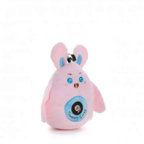 Plyšový zajíček, růžový, pískací hračka pro psy, 16 cm