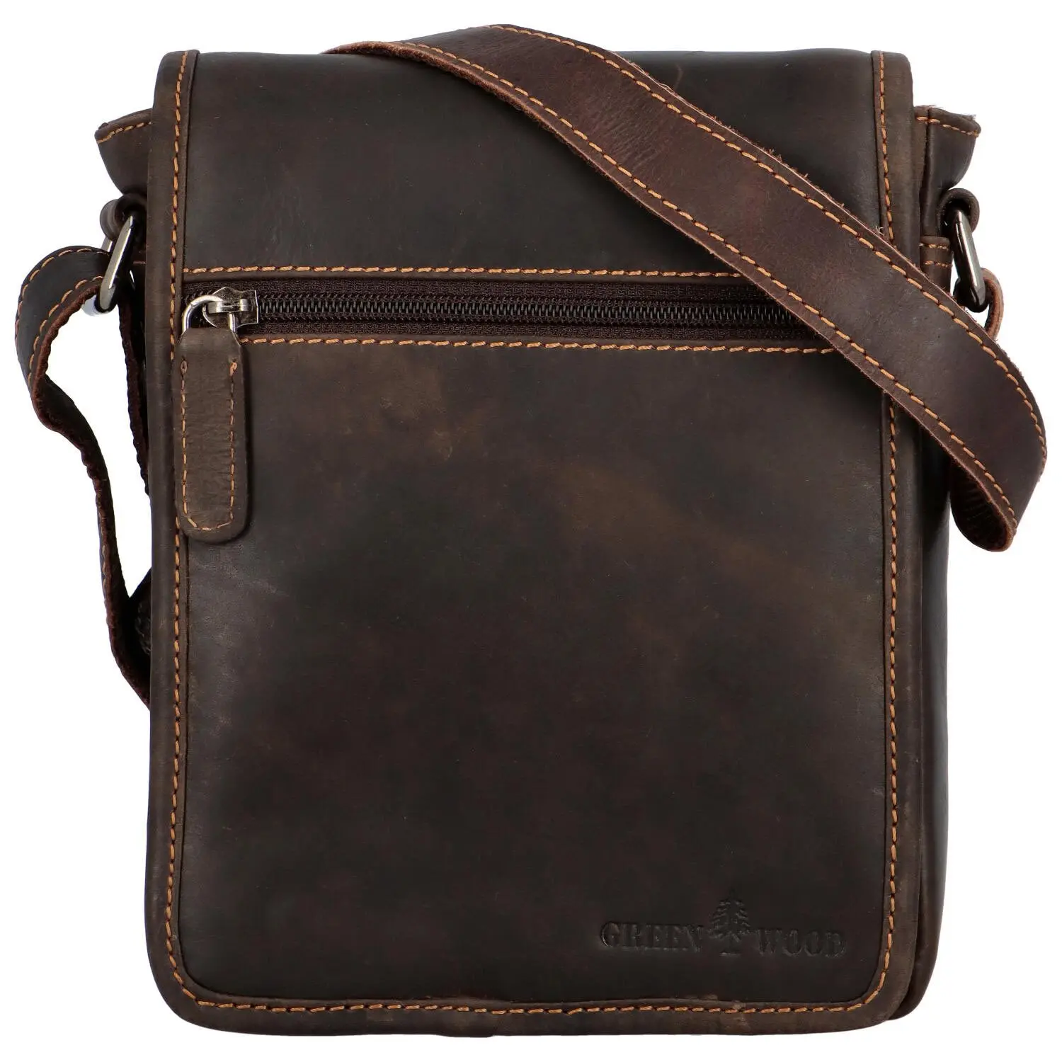 Pánská kožená crossbody taška hnědá - Greenwood Petter