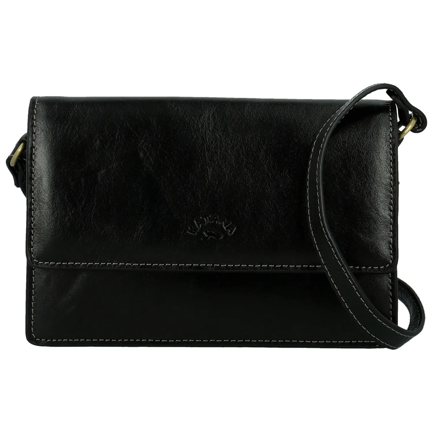 Dámská kožená crossbody kabelka černá - Katana Saire