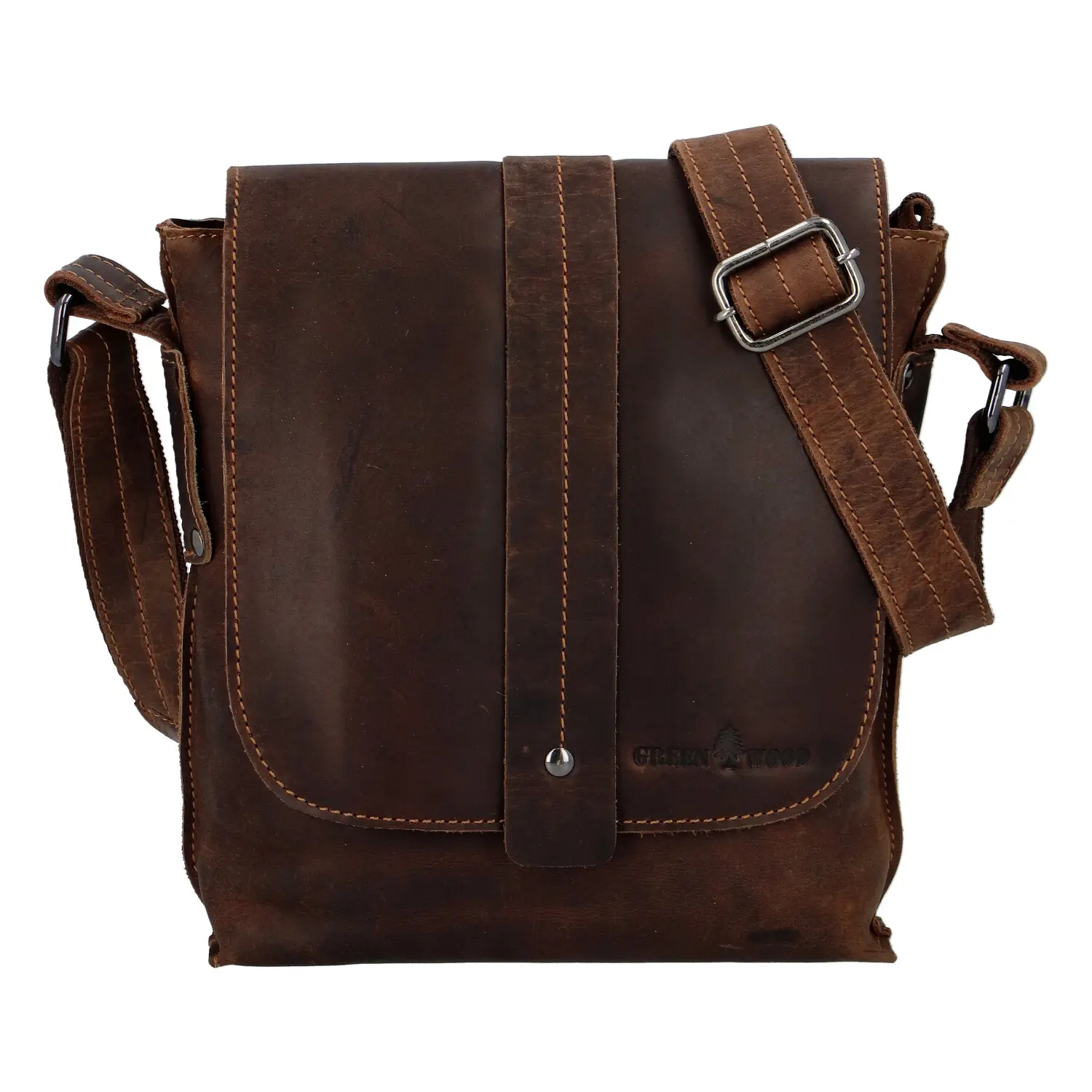 Pánská kožená crossbody taška khaki - Greenwood Chester
