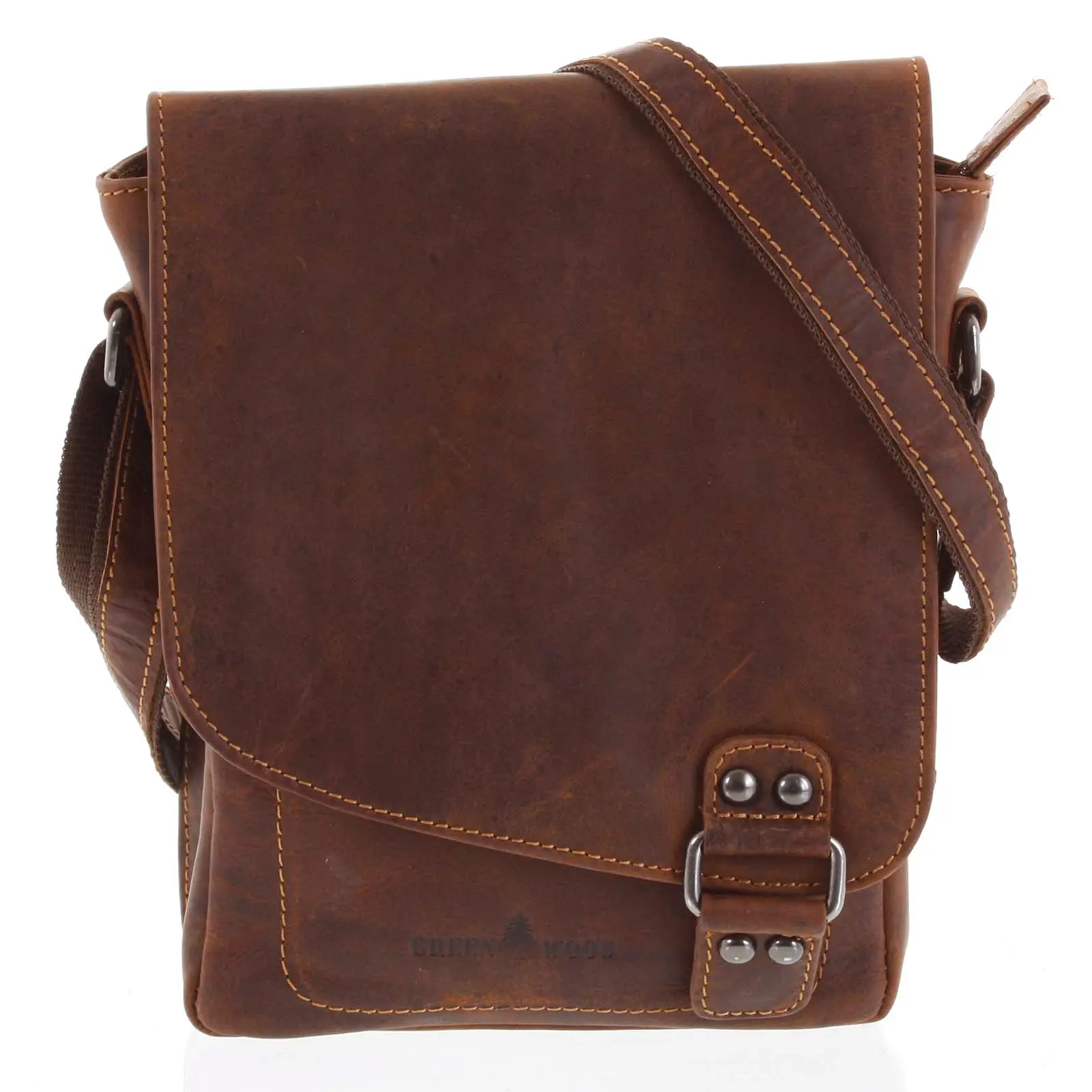 Pánská kožená crossbody taška hnědá - Greenwood Mercy