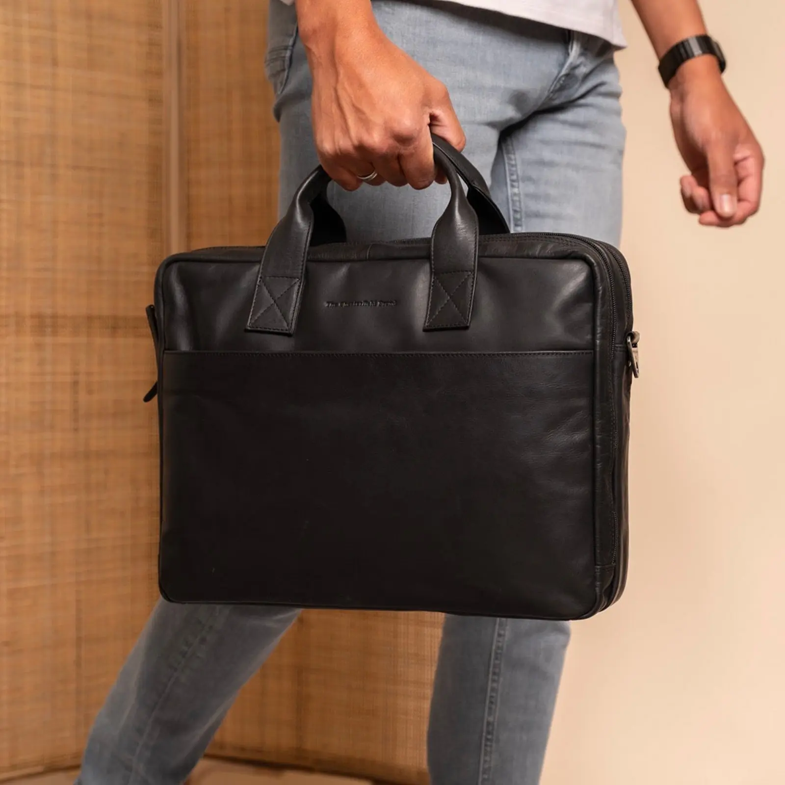 Pánská kožená taška na notebook The Chesterfield Brand Peter - černá