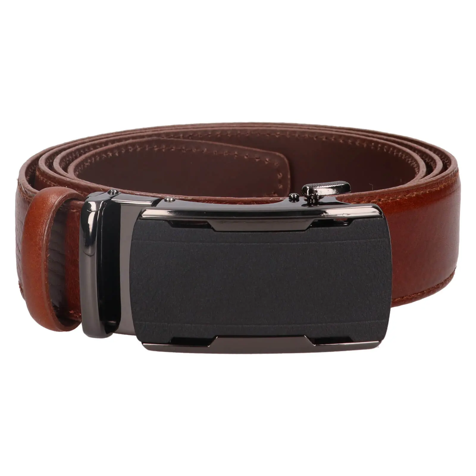 Pánský kožený opasek s automatickou sponou Belt Toro Oliver - hnědá