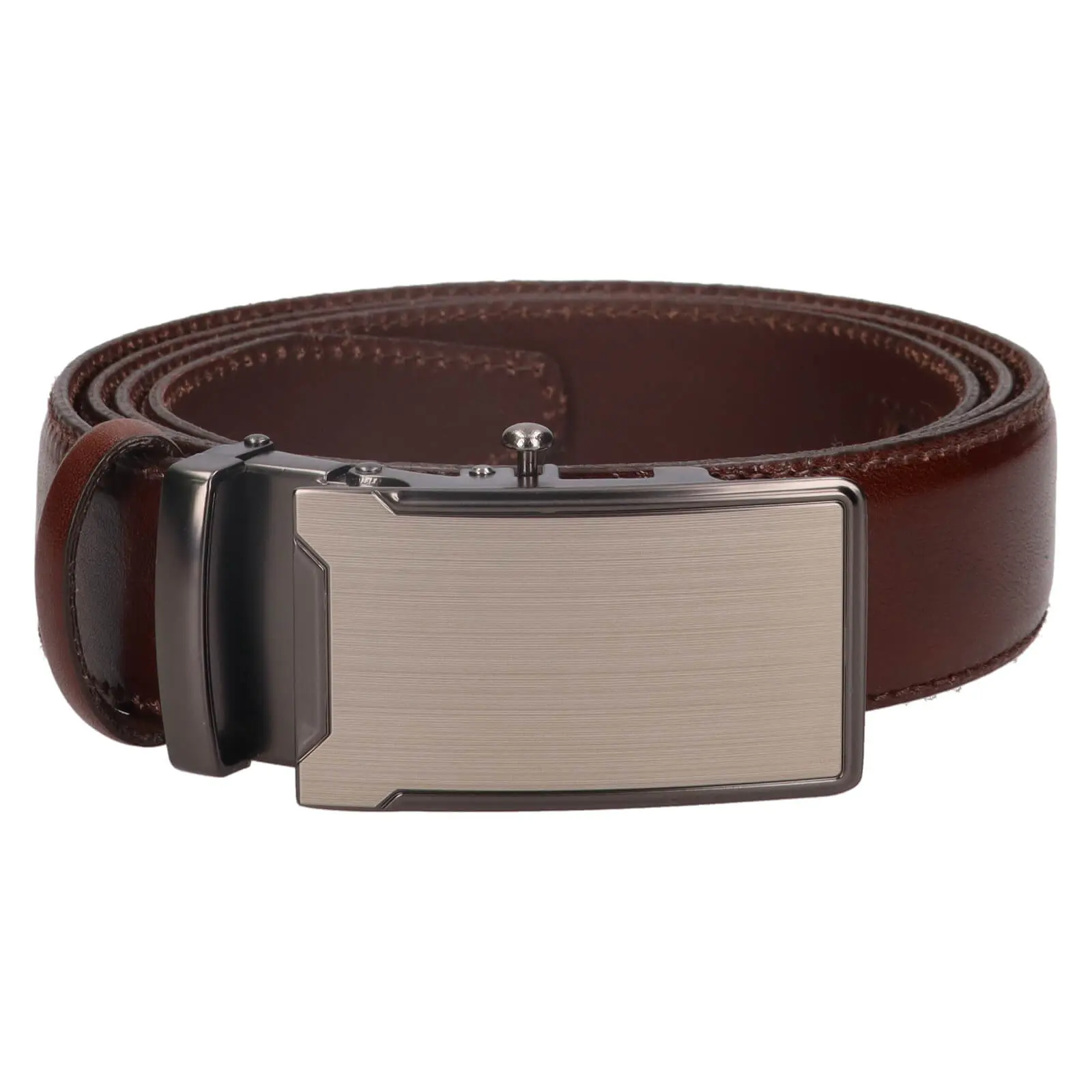 Pánský kožený opasek s automatickou sponou Belt Toro Max - tmavě hnědá
